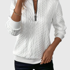 Women's Cable Knit Sweater | Cozy Quarter-Zip Pullover | Flattering Structured Fit 0