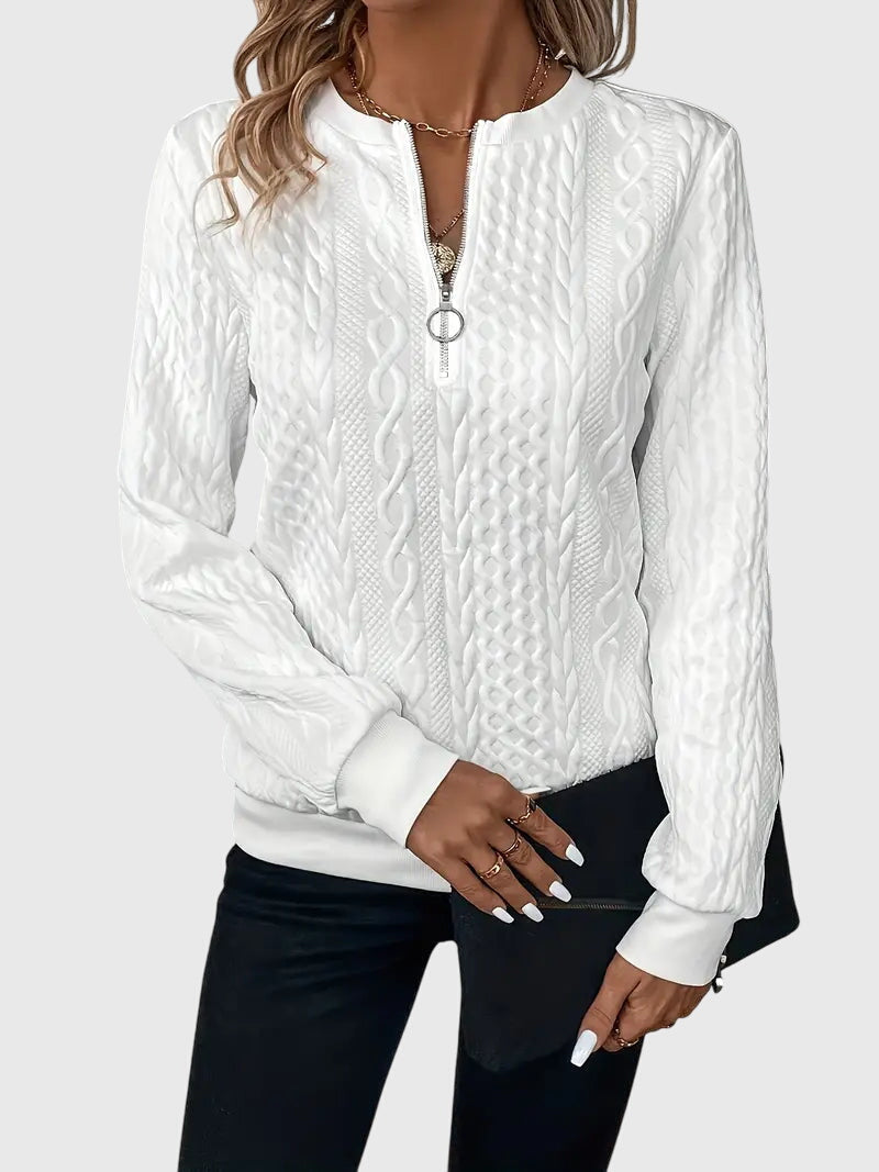 Women's Cable Knit Sweater | Cozy Quarter-Zip Pullover | Flattering Structured Fit 3
