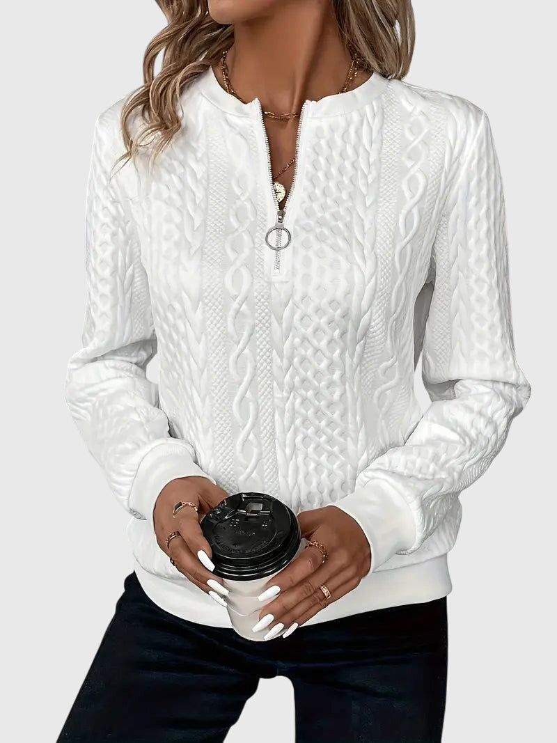 Women's Cable Knit Sweater | Cozy Quarter-Zip Pullover | Flattering Structured Fit 4