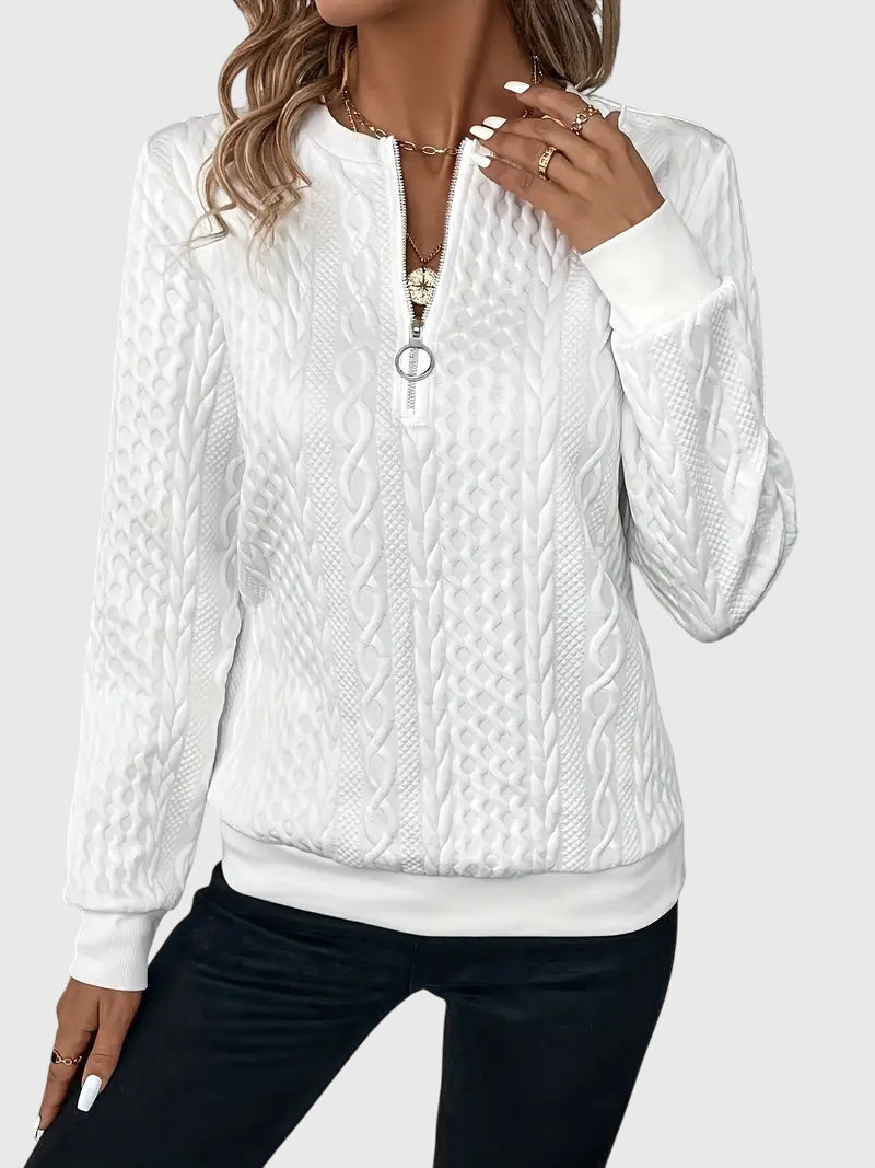 Women's Cable Knit Sweater | Cozy Quarter-Zip Pullover | Flattering Structured Fit 5