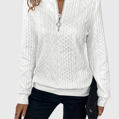 Women's Cable Knit Sweater | Cozy Quarter-Zip Pullover | Flattering Structured Fit 6