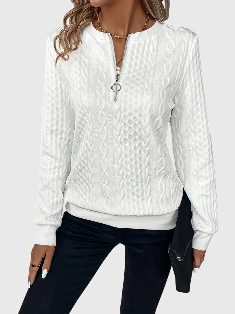 Women's Cable Knit Sweater | Cozy Quarter-Zip Pullover | Flattering Structured Fit 6