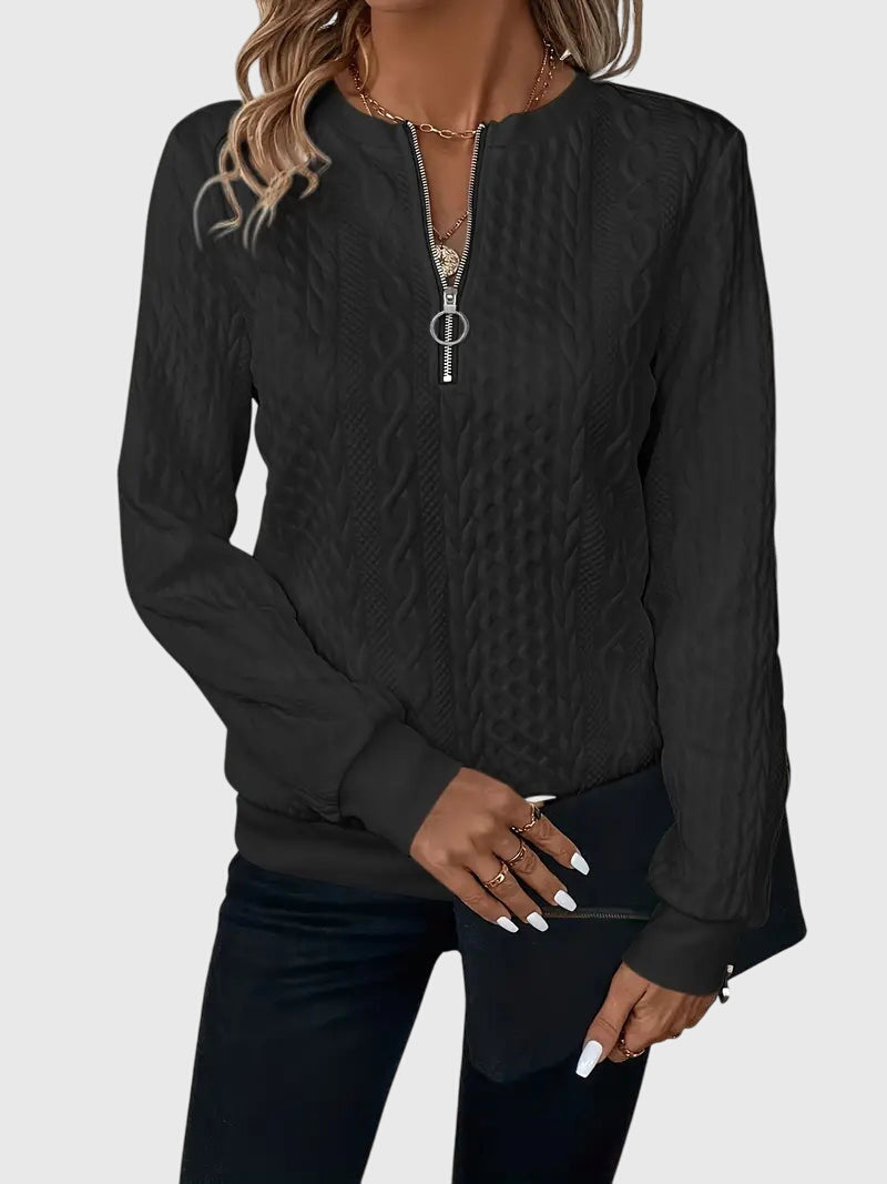 Women's Cable Knit Sweater | Cozy Quarter-Zip Pullover | Flattering Structured Fit 9