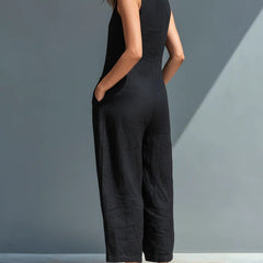 Women's Chic Cotton Blend Jumpsuit | Elegant Sleeveless Casual Outfit 1