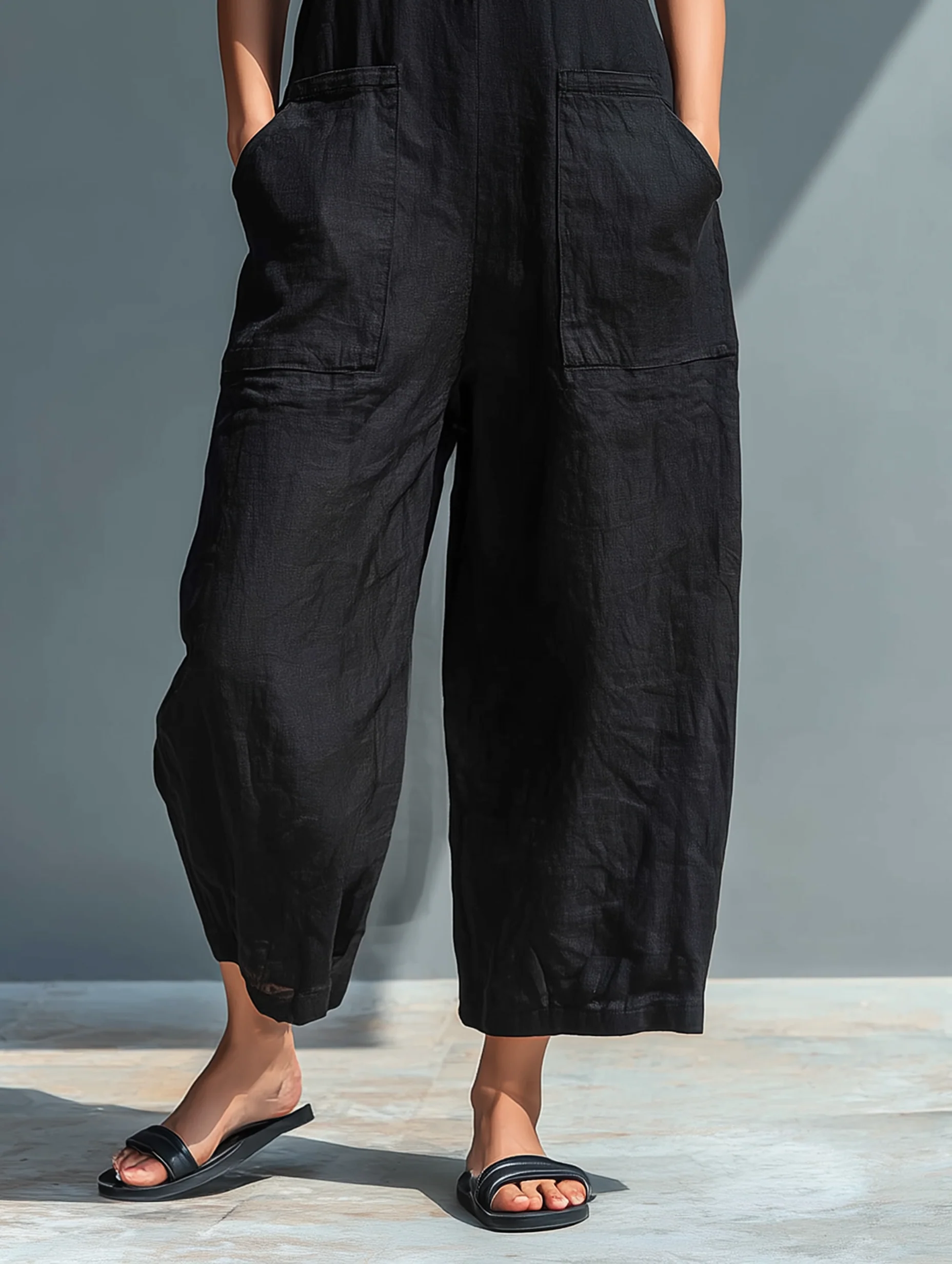 Women's Chic Cotton Blend Jumpsuit | Elegant Sleeveless Casual Outfit 3