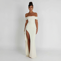 Women's Chic Off-Shoulder Maxi Dress | Elegant Slit Evening Gown 10
