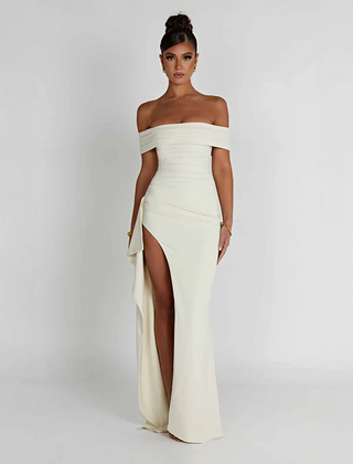 Women's Chic Off-Shoulder Maxi Dress | Elegant Slit Evening Gown 10