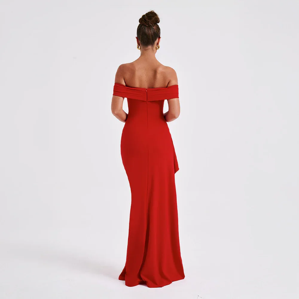 Women's Chic Off-Shoulder Maxi Dress | Elegant Slit Evening Gown 7