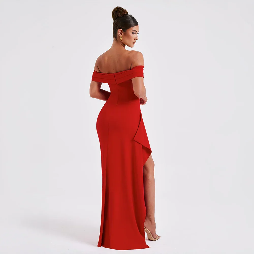Women's Chic Off-Shoulder Maxi Dress | Elegant Slit Evening Gown 8