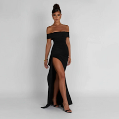 Women's Chic Off-Shoulder Maxi Dress | Elegant Slit Evening Gown 9