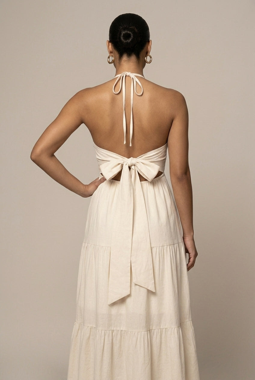 Women's Chiffon Maxi Dress | Flowy Halter Neck Summer Gown | Elegant and Comfortable 1
