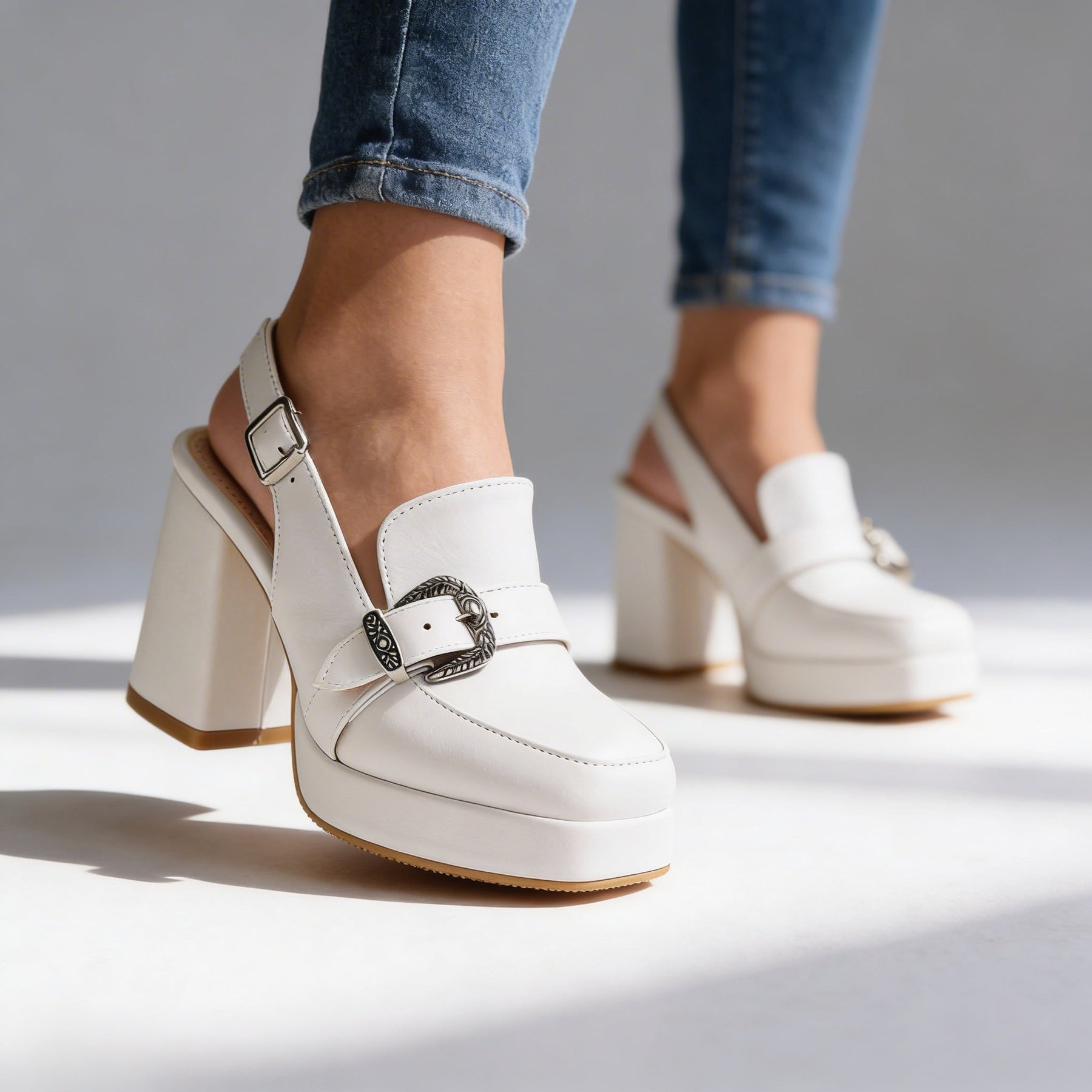 Women's Chunky Platform Loafers | Stylish Slingback Dress Shoes 0