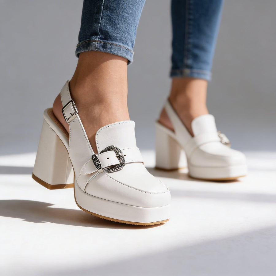 Women's Chunky Platform Loafers | Stylish Slingback Dress Shoes 0