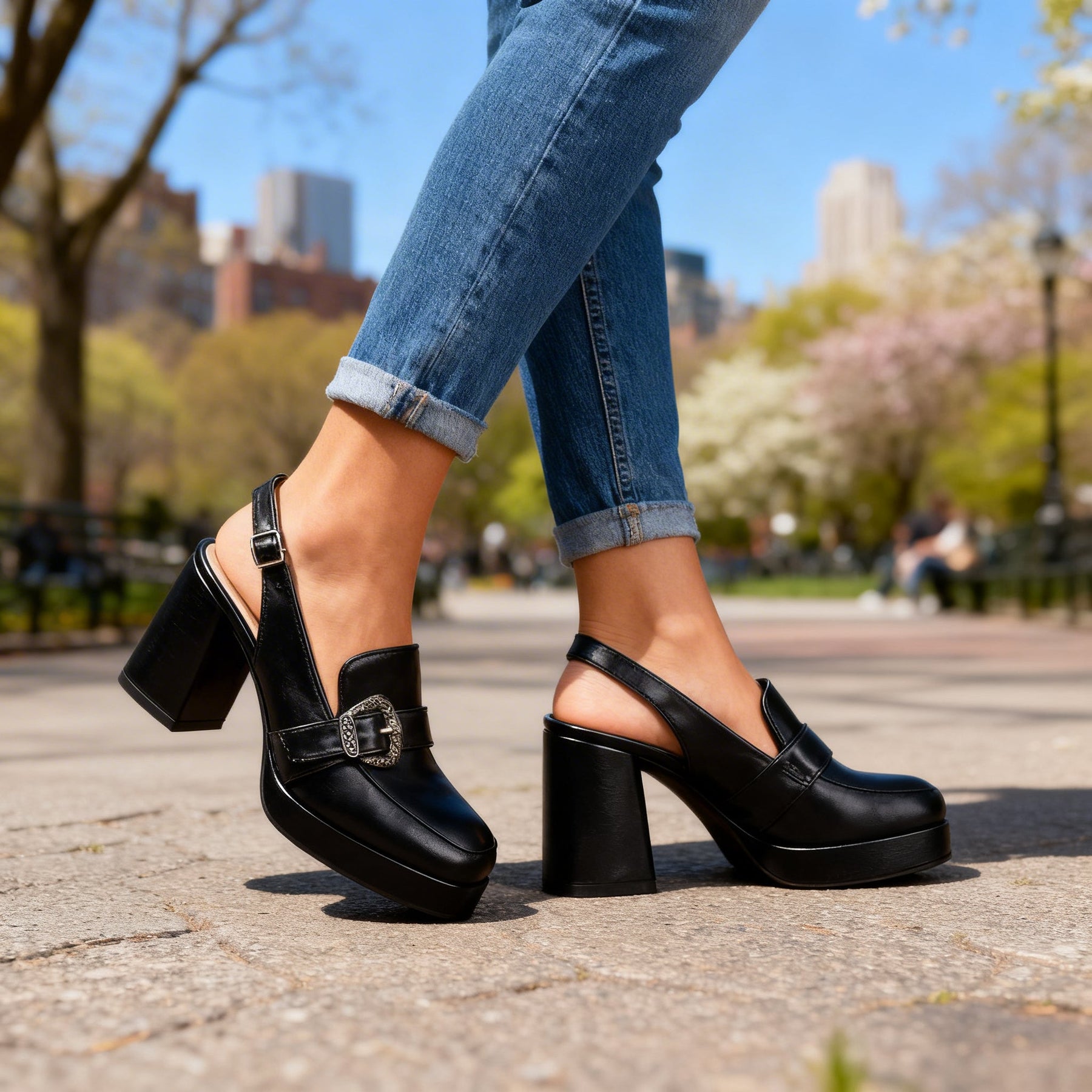 Women's Chunky Platform Loafers | Stylish Slingback Dress Shoes 3