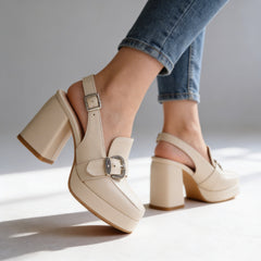 Women's Chunky Platform Loafers | Stylish Slingback Dress Shoes 4