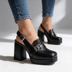 Women's Chunky Platform Loafers | Stylish Slingback Dress Shoes 5