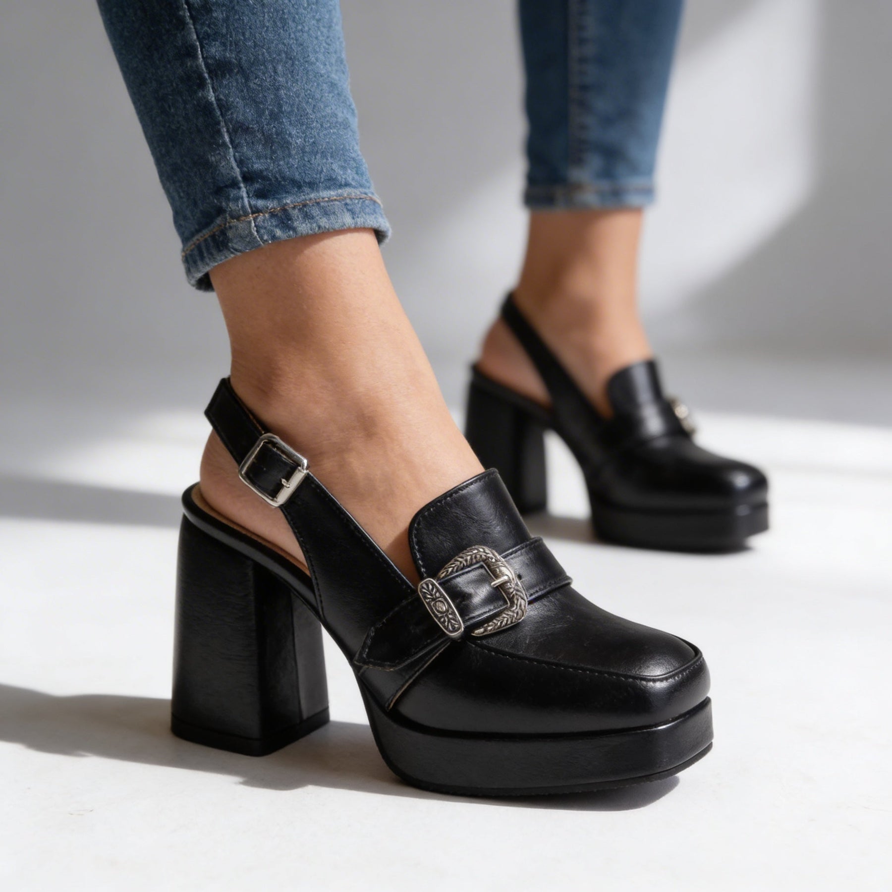Women's Chunky Platform Loafers | Stylish Slingback Dress Shoes 5