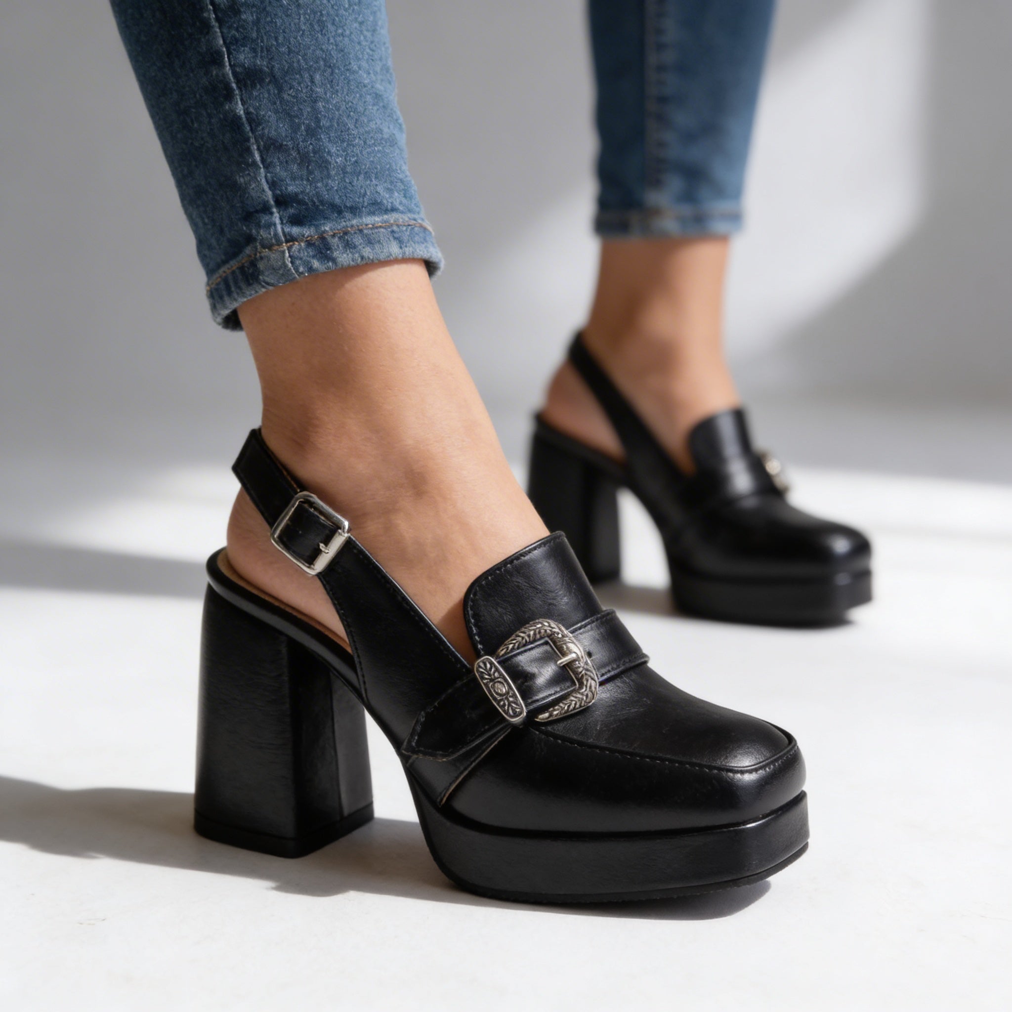 Women's Chunky Platform Loafers | Stylish Slingback Dress Shoes 5
