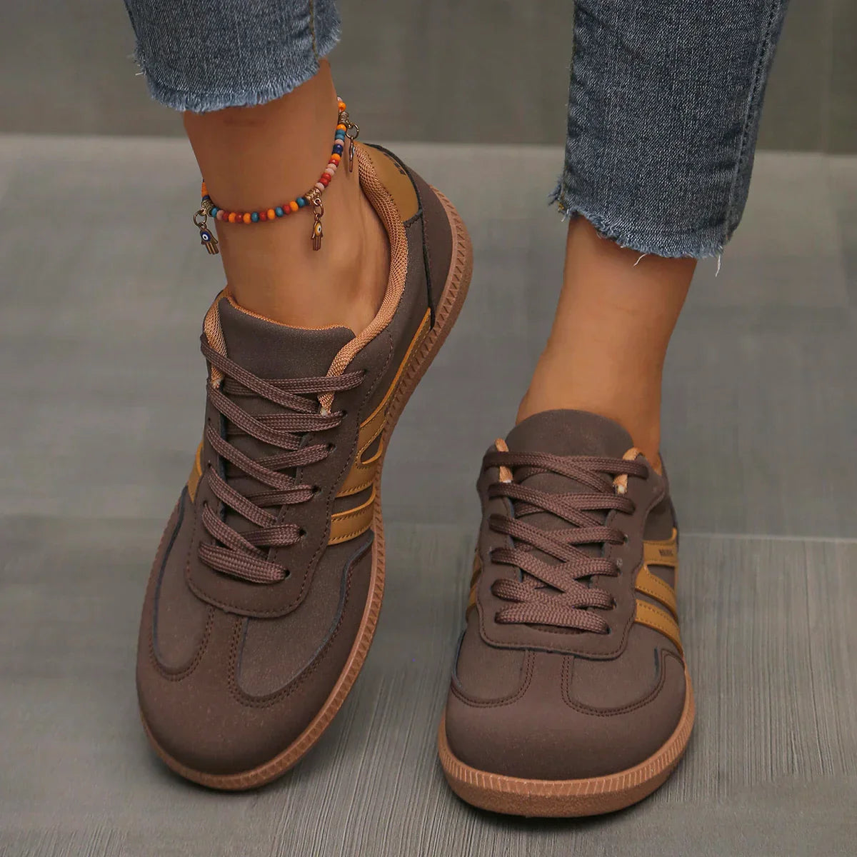 Women's Classic Lace-Up Canvas Sneakers | Stylish White Low Top Everyday Shoes 5