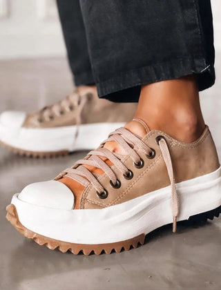 Women's Comfortable Canvas White Sneakers | Stylish Casual Platform Shoes 0
