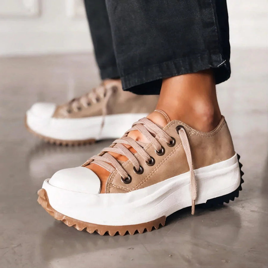 Women's Comfortable Canvas White Sneakers | Stylish Casual Platform Shoes 0