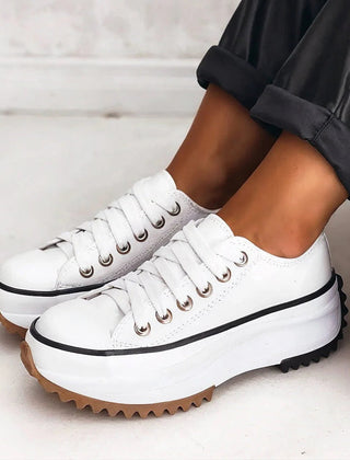 Women's Comfortable Canvas White Sneakers | Stylish Casual Platform Shoes 2