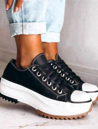 Women's Comfortable Canvas White Sneakers | Stylish Casual Platform Shoes 3