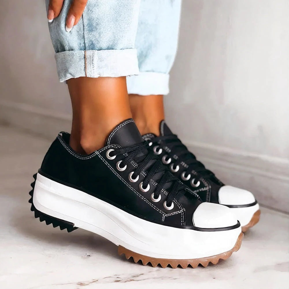 Women's Comfortable Canvas White Sneakers | Stylish Casual Platform Shoes 3