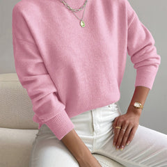 Women's Comfortable Cotton Mock Neck Sweater | Elegant Relaxed Fit Spring Top 2
