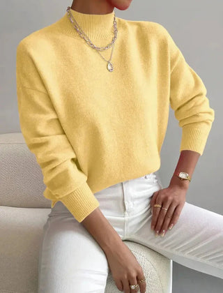 Women's Comfortable Cotton Mock Neck Sweater | Elegant Relaxed Fit Spring Top 3