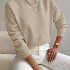 Women's Comfortable Cotton Mock Neck Sweater | Elegant Relaxed Fit Spring Top 4