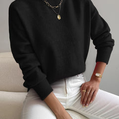 Women's Comfortable Cotton Mock Neck Sweater | Elegant Relaxed Fit Spring Top 5
