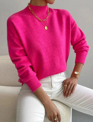 Women's Comfortable Cotton Mock Neck Sweater | Elegant Relaxed Fit Spring Top 6