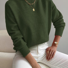 Women's Comfortable Cotton Mock Neck Sweater | Elegant Relaxed Fit Spring Top 7