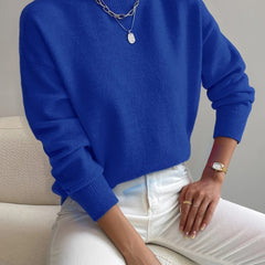Women's Comfortable Cotton Mock Neck Sweater | Elegant Relaxed Fit Spring Top 8