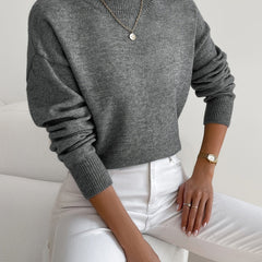 Women's Comfortable Cotton Mock Neck Sweater | Elegant Relaxed Fit Spring Top 9