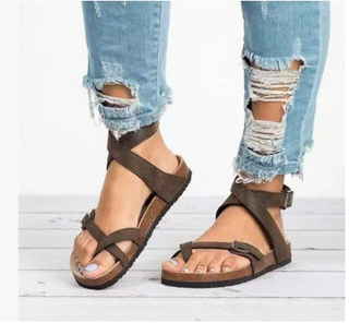 Women's Comfortable Leather Sandals | Elegant Ankle Strap Design for Casual Summer Wear 0