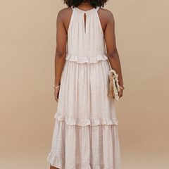 Women's Cotton Blend Maxi Dress | Elegant Halter Neck Summer Dress 1