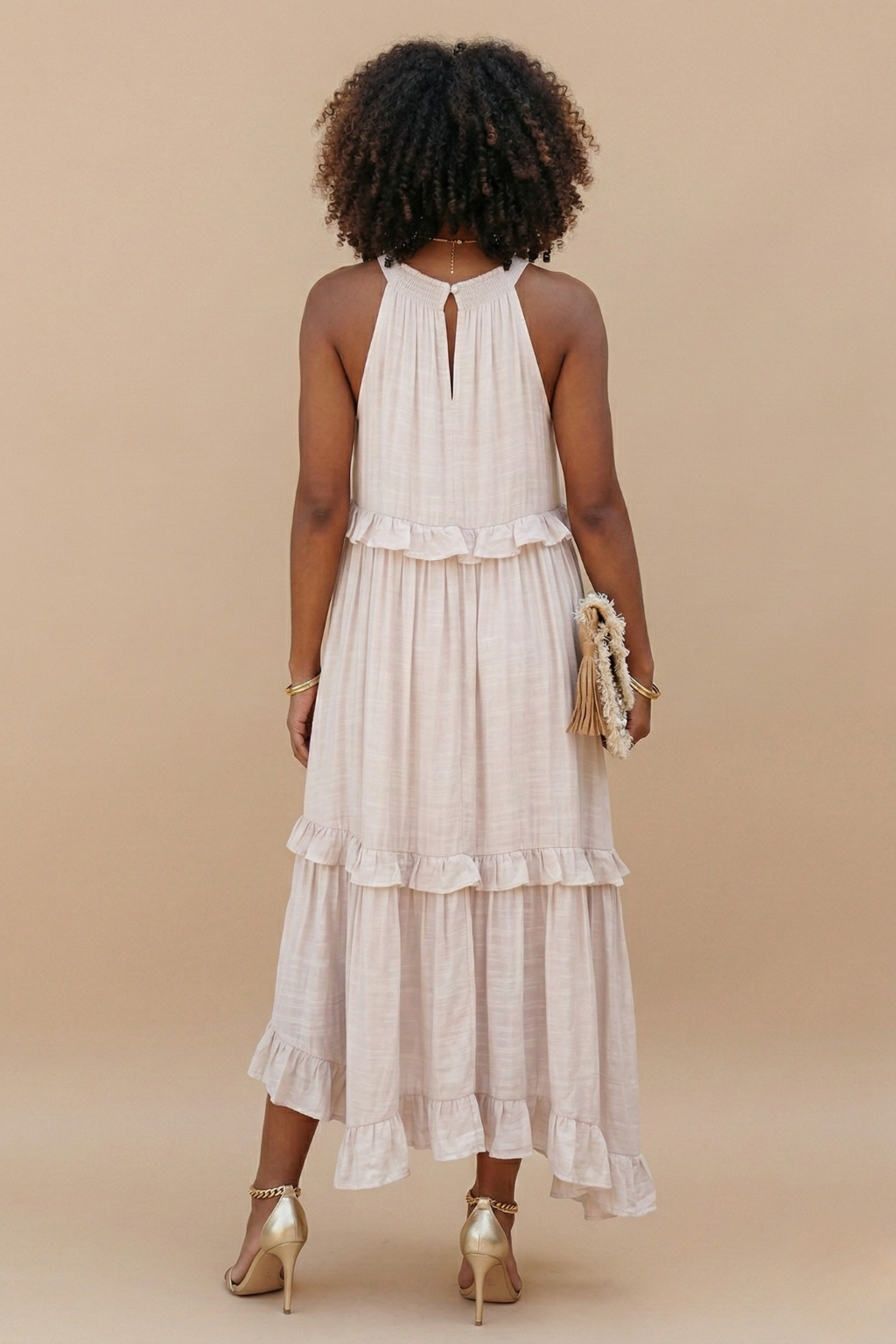 Women's Cotton Blend Maxi Dress | Elegant Halter Neck Summer Dress 1