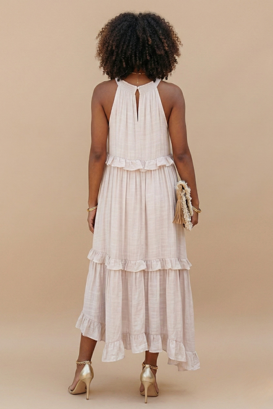 Women's Cotton Blend Maxi Dress | Elegant Halter Neck Summer Dress 1
