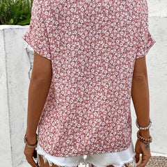 Women's Cotton Ditsy Floral Blouse | Relaxed Puff Sleeve Summer Top 1