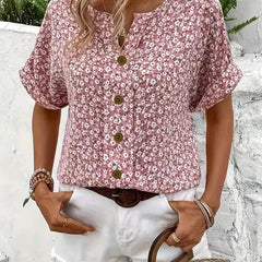 Women's Cotton Ditsy Floral Blouse | Relaxed Puff Sleeve Summer Top 3