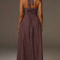 Women's Cotton Polka Dot Maxi Dress | Elegant Halter Neck Summer Dress 3