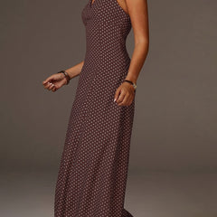 Women's Cotton Polka Dot Maxi Dress | Elegant Halter Neck Summer Dress 5