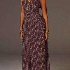 Women's Cotton Polka Dot Maxi Dress | Elegant Halter Neck Summer Dress 6