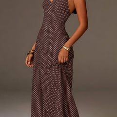 Women's Cotton Polka Dot Maxi Dress | Elegant Halter Neck Summer Dress 7