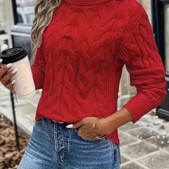Women's Cozy Cable-Knit Turtleneck Sweater | Elegant Warmth for Autumn and Winter 1