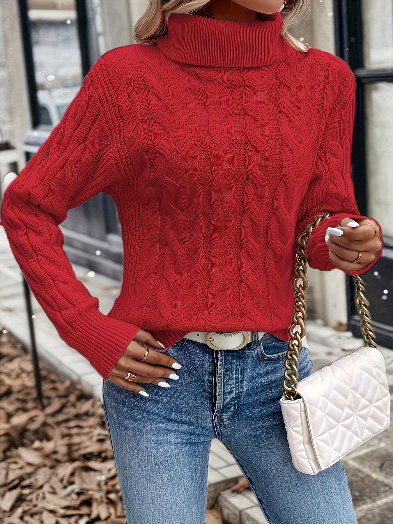 Women's Cozy Cable-Knit Turtleneck Sweater | Elegant Warmth for Autumn and Winter 3