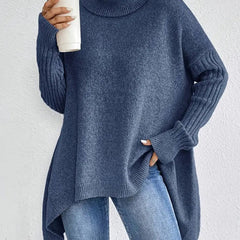 Women's Cozy Ribbed Turtleneck Sweater | Oversized Longline Knit Jumper 0