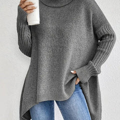 Women's Cozy Ribbed Turtleneck Sweater | Oversized Longline Knit Jumper 1